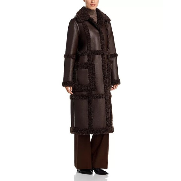 Stand Studio Women's‎ Patrice Faux-Leather Coat Dark brown Size 32 $725 - Picture 1 of 11